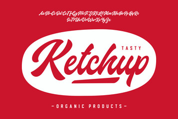 Tasty Ketchup. Brush Script Font. Vector