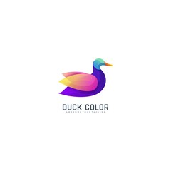 Duck colorful gradient logo template