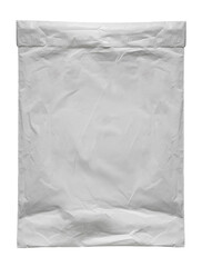 Empty mockup bag. White rough parcel template on white background.