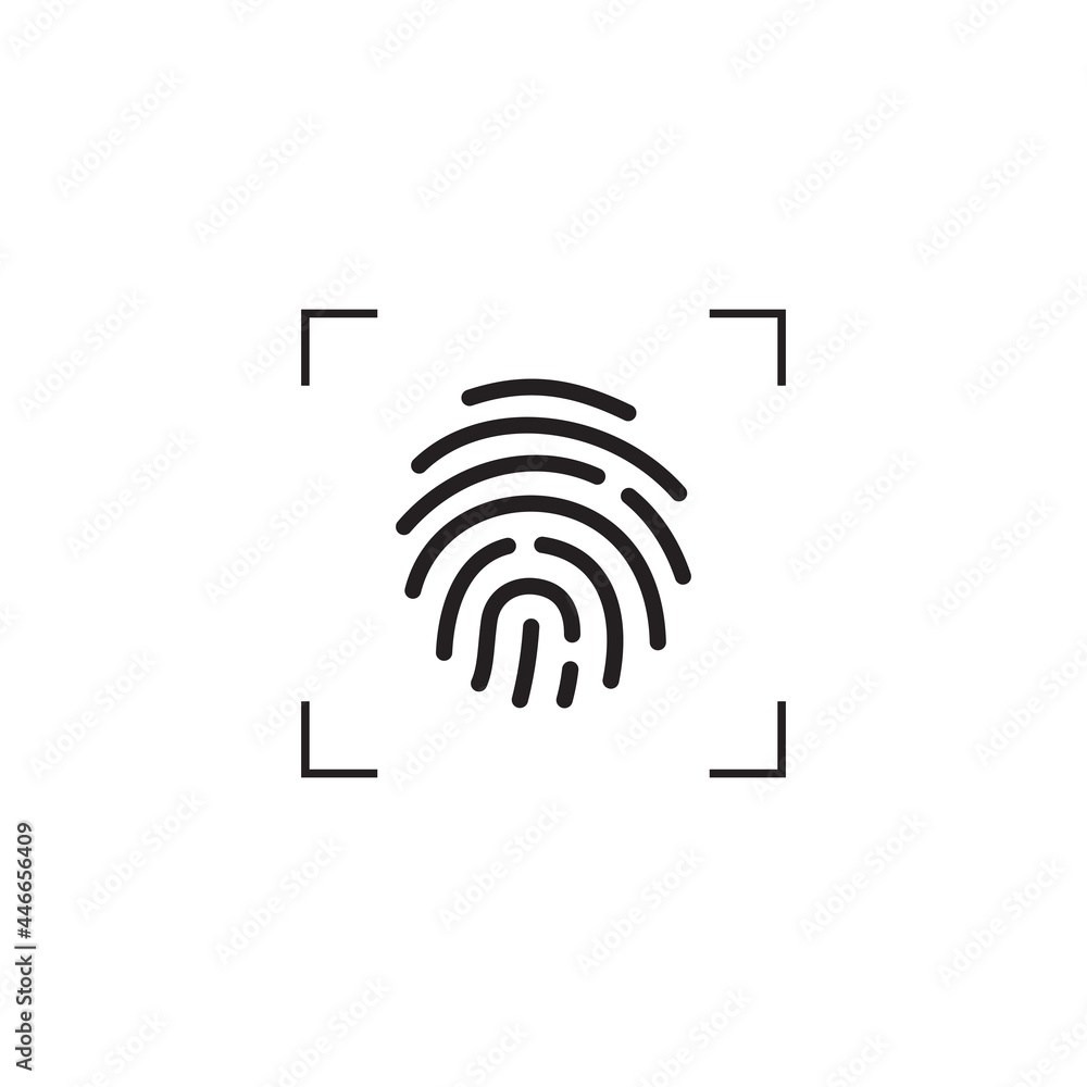 Poster simple flat fingerprint icon illustration design, fingerprint scan symbol template vector