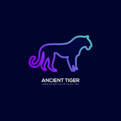 line art Ancient tiger gradient modern color