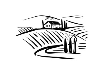 Landscape of Italian province of Tuscany vector. 