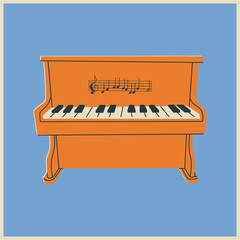 Piano  poster or icon. Hand drawn vector illustration.