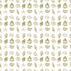 beige seashells seamless patterns