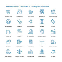SHOPPING AND E COMMERCE Thin Line Icon SET Vector Eps 10, 48x48 Icon 