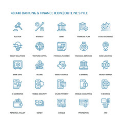 Banking And FInance Thin Line Icon SET Vector Eps 10, 48x48 Icon 
