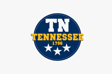 Tennessee Inscription and Founded 1796. Illustration.