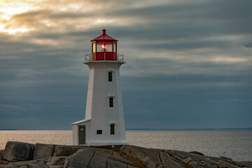 Fototapeta na wymiar Travel destination Peggys Cove Lighthouse Nova Scotia Canada