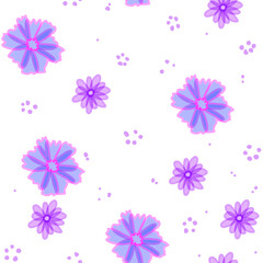 Fototapeta na wymiar Cute pattern violet flowers line doodle. Seamless background. Textiles for baby children. Minimalism paper scrapbook for kids.