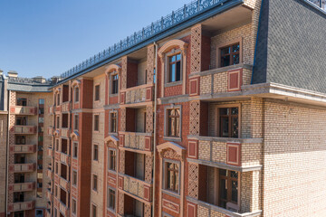 Modern apartment complex design. Building under construction