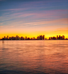 Fototapeta na wymiar skyline beautiful Miami Florida usa sky colors