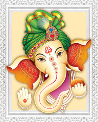 High Resolution Indian Gods Ganesha Digital Painting - obrazy, fototapety, plakaty