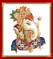 High Resolution Indian Gods Ganesha Digital Painting