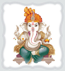 High Resolution Indian Gods Ganesha Digital Painting - obrazy, fototapety, plakaty