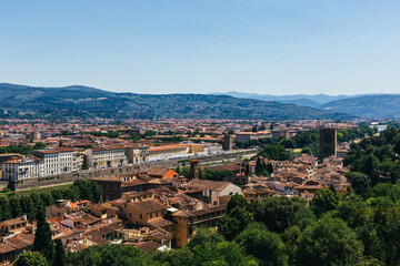 Fototapeta na wymiar Amazing view of Florence city from the hill, Italy.