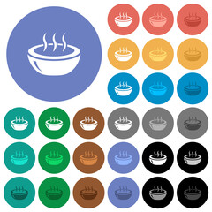 Glossy steaming bowl round flat multi colored icons