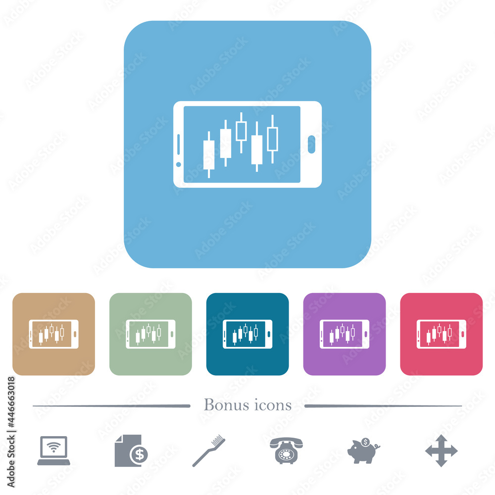 Canvas Prints Mobile broker landscape mode flat icons on color rounded square backgrounds