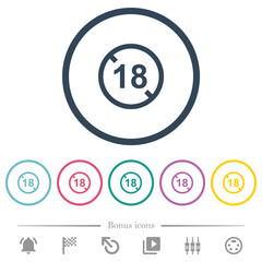 Not allowed under 18 flat color icons in round outlines