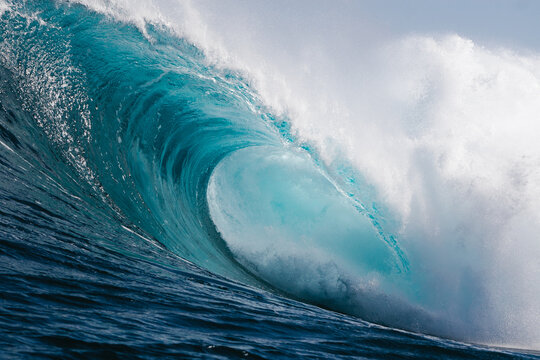 Clean and powerful wave breaking on a beach in Canary Islands