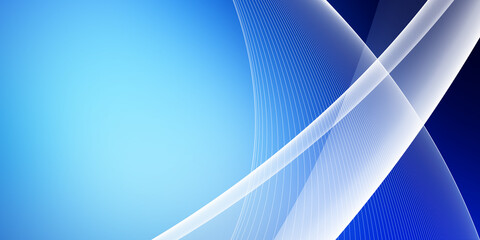 Abstract gradient blue background with white wave composition