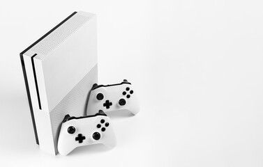 Next Gen Video Game Controller and Console Isolated on White Background