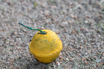 Vibrant colorful display of yellow smoke bombs celebrating independence day with textured background 4th of July . Shows artistic use of color and design.