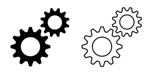Gears symbol flat and outline icon