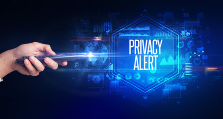 hand holding wireless peripheral, cyber security concept