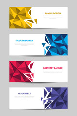 Fototapeta premium set of horizontal banner with abstract polygonal background