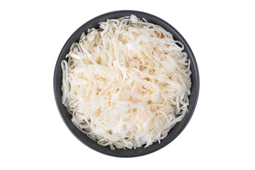 Sauerkraut on a white background. Pickled cabbage close-up in a plate on a white background.