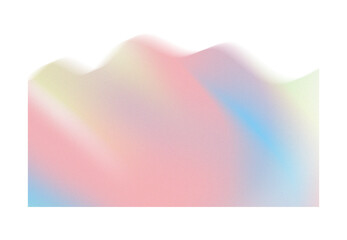 Abstract grainy gradient wavy shape. Neon landscape or sea wave pastel rainbow pink, blue and purple overlay