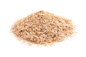 Pile of wheat bran on white background