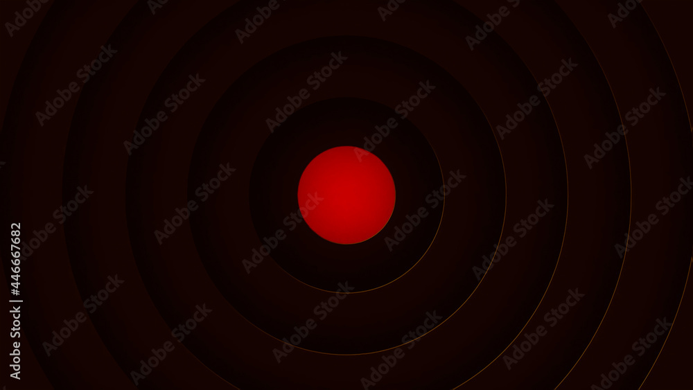 Poster abstract widening and narrowing down red circle on a dark background with rings, seamless loop. moti