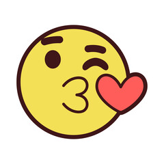 Isolated face emoji kiss with heart Vector