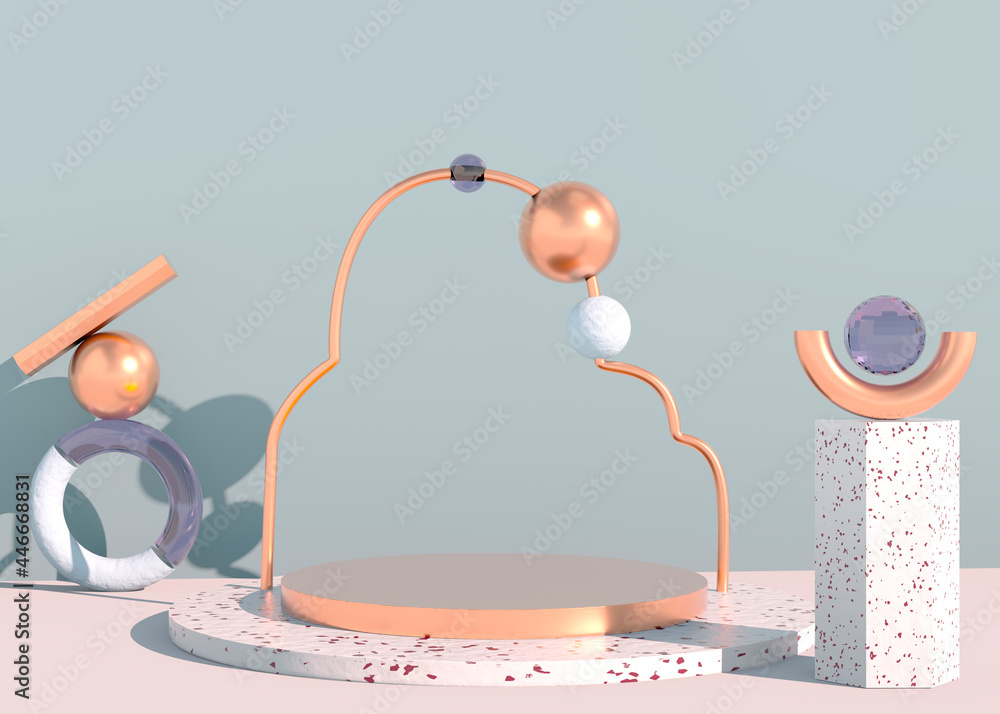Aufkleber 3d abstract background, mock up scene geometry shape podium for product display.