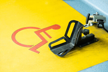 Wheelchair area on the bus.