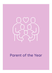 Recognizing outstanding parents postcard with linear glyph icon. Greeting card with decorative vector design. Simple style poster with creative lineart illustration. Flyer with holiday wish