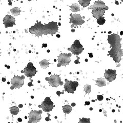 Ink blots watercolor seamless pattern. Template for decorating designs and illustrations.
