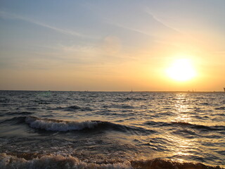 Sunset on the coast of the bay
