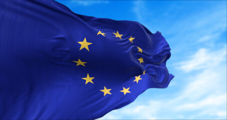 The flag of The European Union flapping in the wind