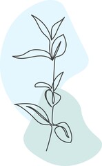 A plant drawn in a vector by one continuous line.