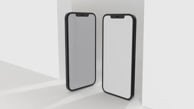 3d render illustration generic phone mock up in a white design high key