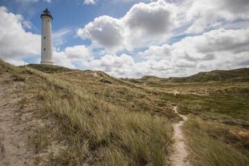 Lighthouse lyngvig with dunes