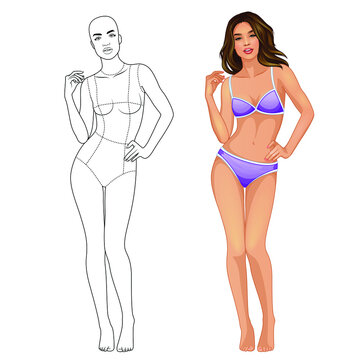Fashion illustration female figure body template for fashion design