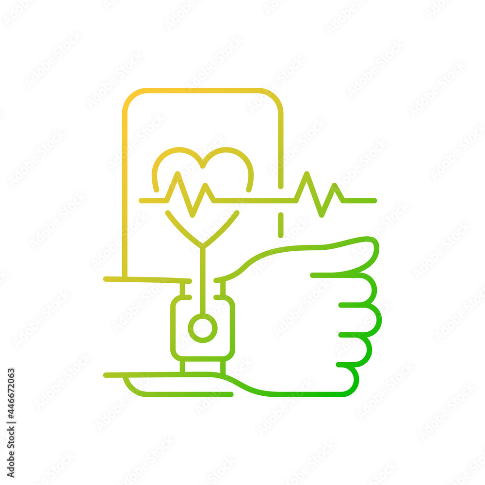 Poster health tracking gradient linear vector icon. measuring heart rate. wearable fitness tracker. physica