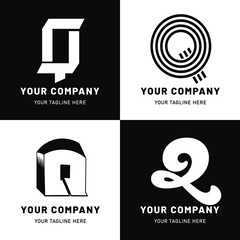 Black and White Letter Q Logo Set