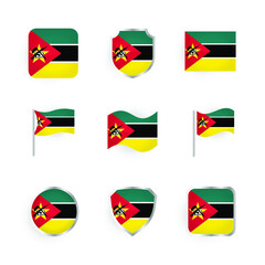 Mozambique Flag Icons Set