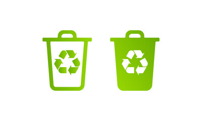 Recycle icon with green trash bin