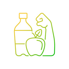 Healthy living gradient linear vector icon. Staying hydrated. Well-balanced diet. Getting regular exercise. Thin line color symbols. Modern style pictogram. Vector isolated outline drawing