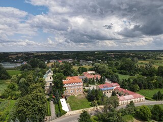 Fototapeta na wymiar Monastery in the countryside - photo from the drone
